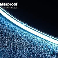 Vista 2 de Tira de luces de neón de 16.4 pies con control remoto regulable y adaptador, tira de luces LED inteligentes inteligentes flexibles impermeables