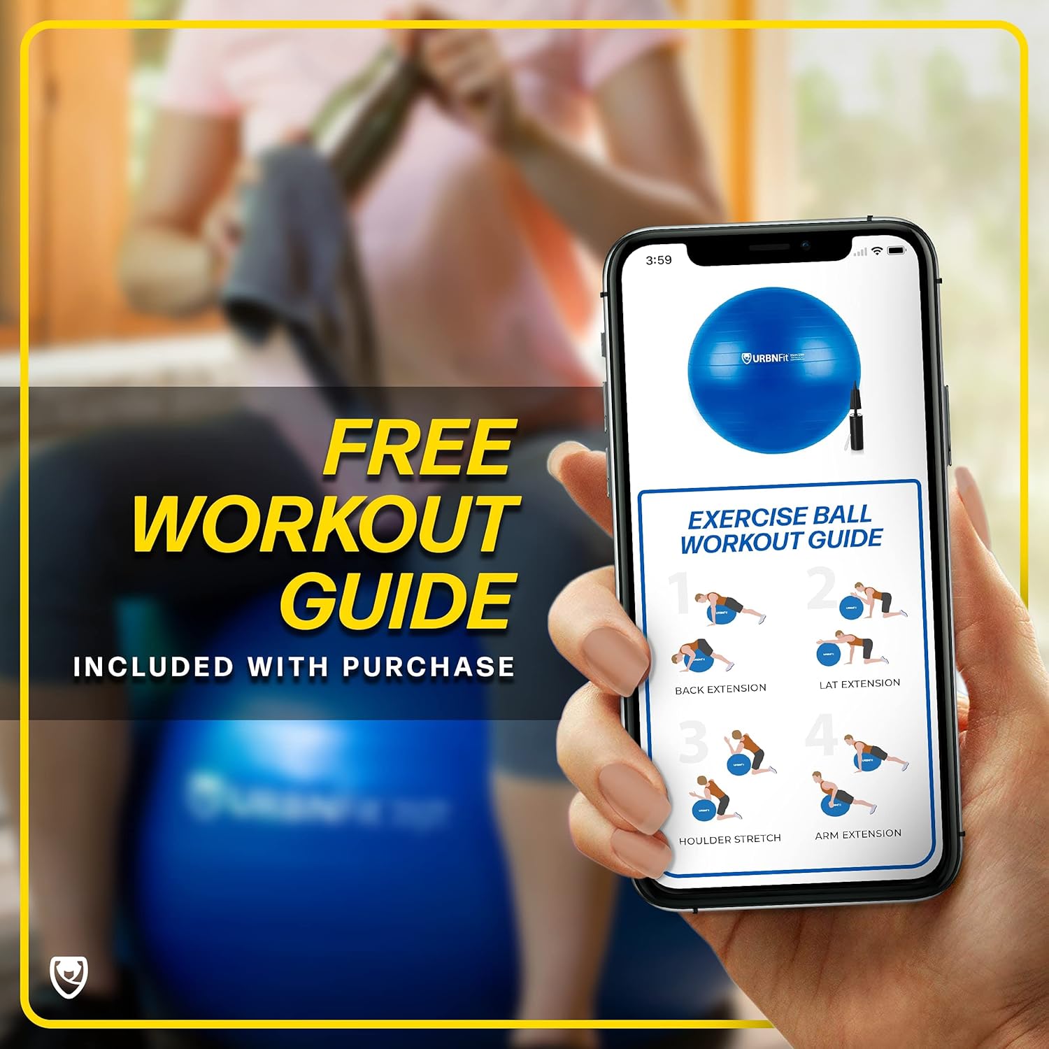 URBNFit Exercise Ball - Yoga Ball for Workout Pregnancy Stability - AntiBurst Swiss Balance Ball w/ Pump - Fitness Ball Chair for Office, Home Gym : Sports & Outdoors