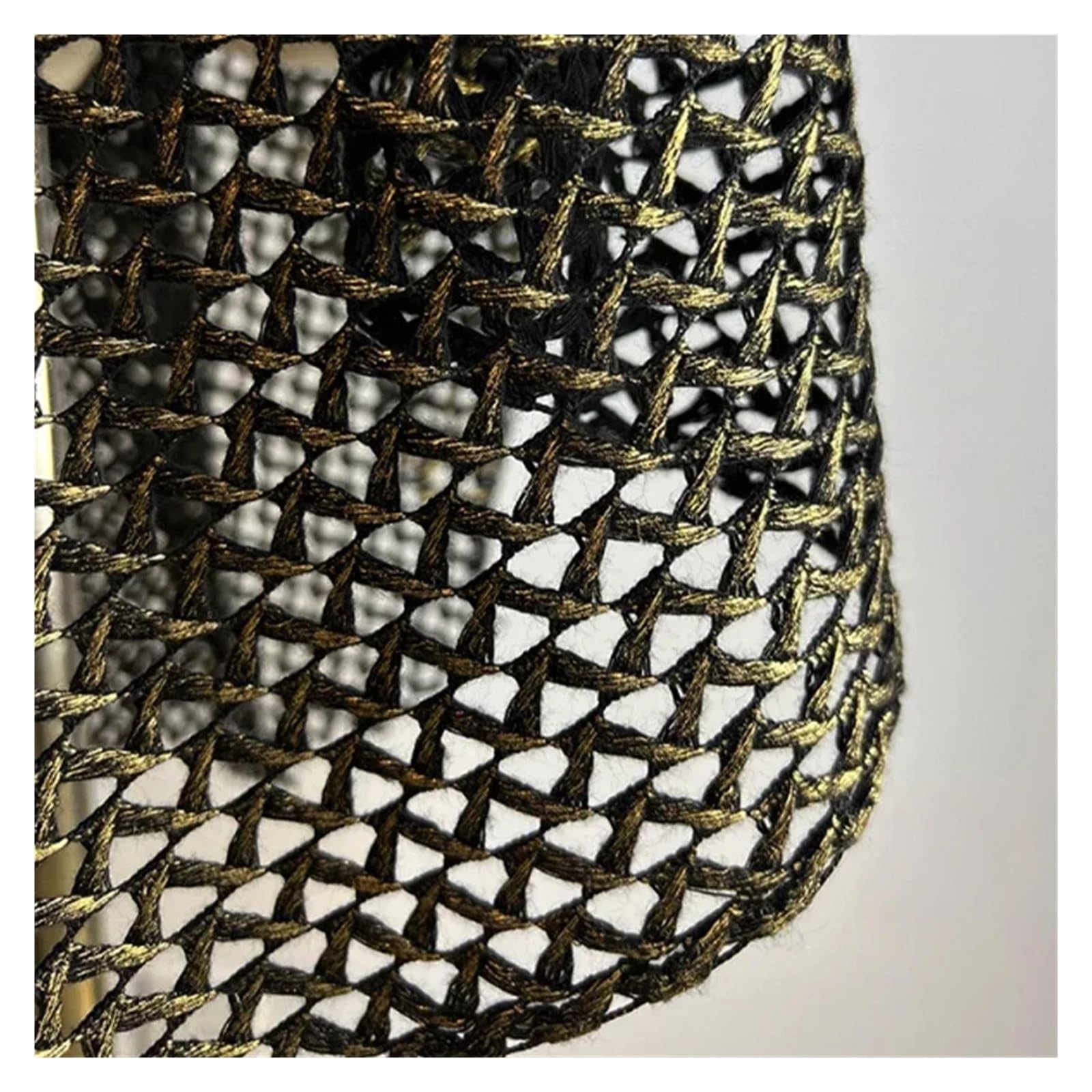 Tela De Malla Tejido de punto malla entretejido con textura 3D | For blusa suéter chal diseñador de ropa de moda(Black-Gold)