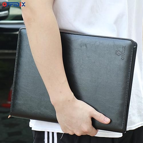 Miniatura 7 de OFFIDIX Estuche grande con cremallera, gabinete portátil de cuero para llaves, 40 ganchos para llaves, organizador de llaves para gerente y