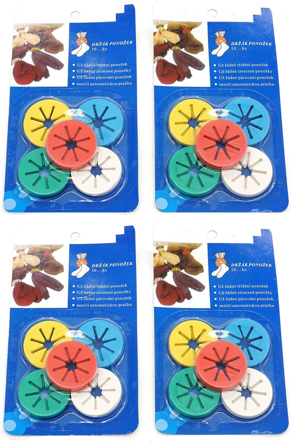 Cooplay4 Sets of 40pcs Mini Circle Sock Clip Holders Stockings Ring Locks Washing Sorters Laundry Storage Organization Soft Rubber with 5 Multicolor (40)