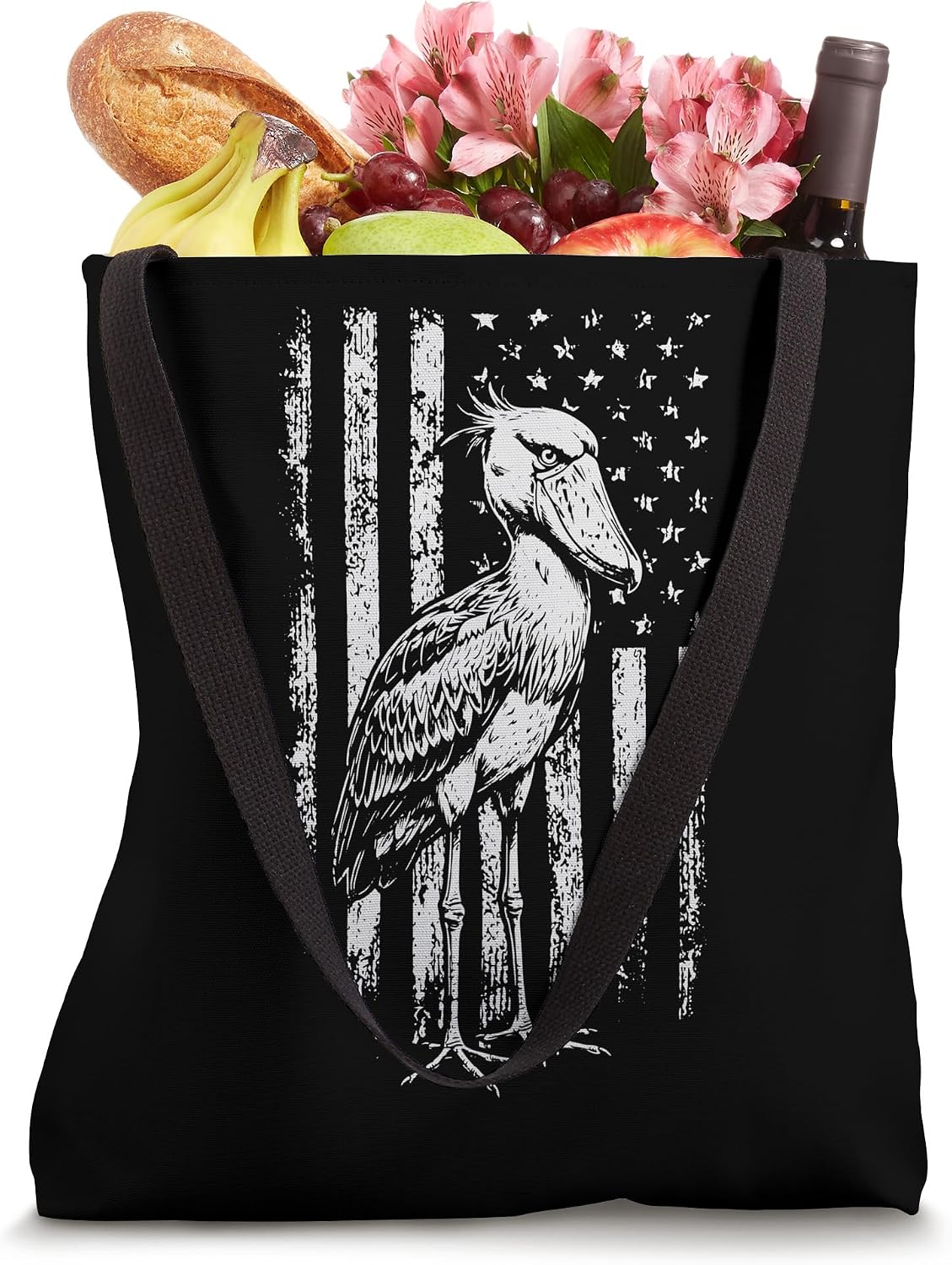 Shoebill USA Flag Tote Bag