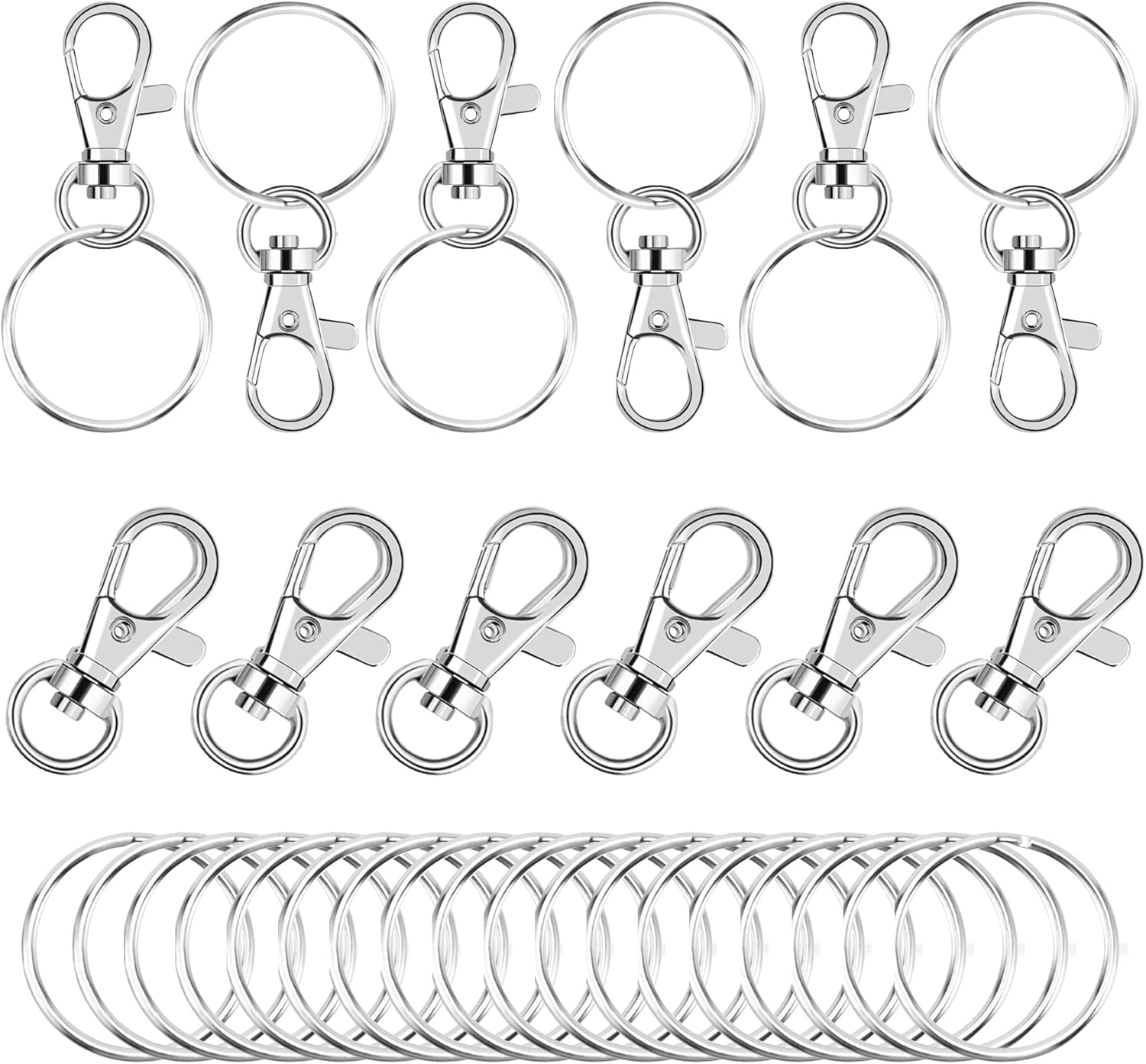 NICKTI 80pcs Metal Swivel Lanyard Snap Hook Keychain Flat, 40pcs Lobster Claw Clasp