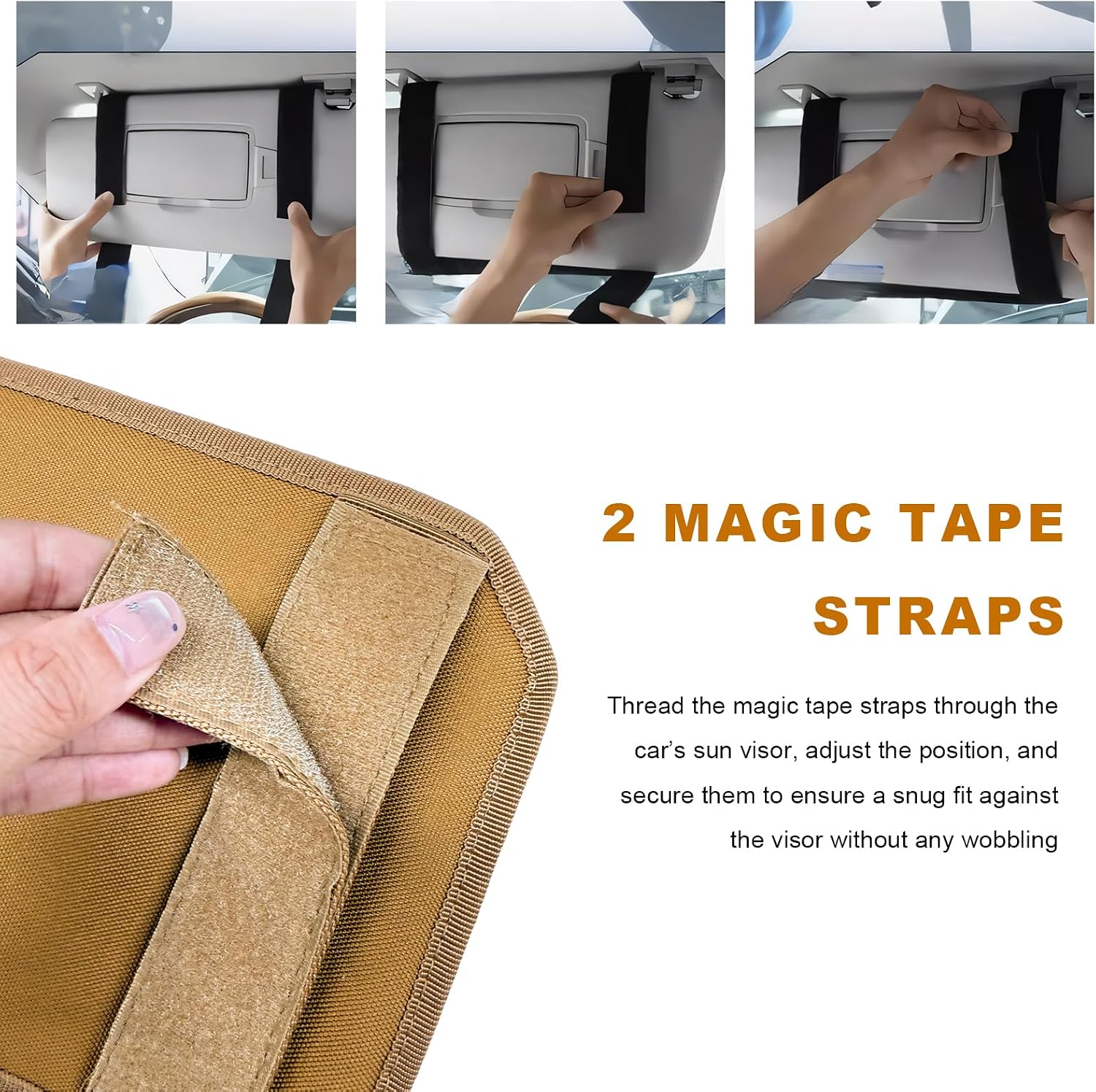Molle Car Sun Visor Organizer, Tactical Sunshade Storage Organizer with Zipper Pouch & Glasses Holder, Multi-Pocket Visor Pouch w/Adjustable Straps for Trucks SUVs Patrol Cars (Gray) image 5
