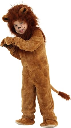 Deluxe Kids Lion Costume Unisex, Brown Mane Cute Cat Safari Halloween Animal Outfit