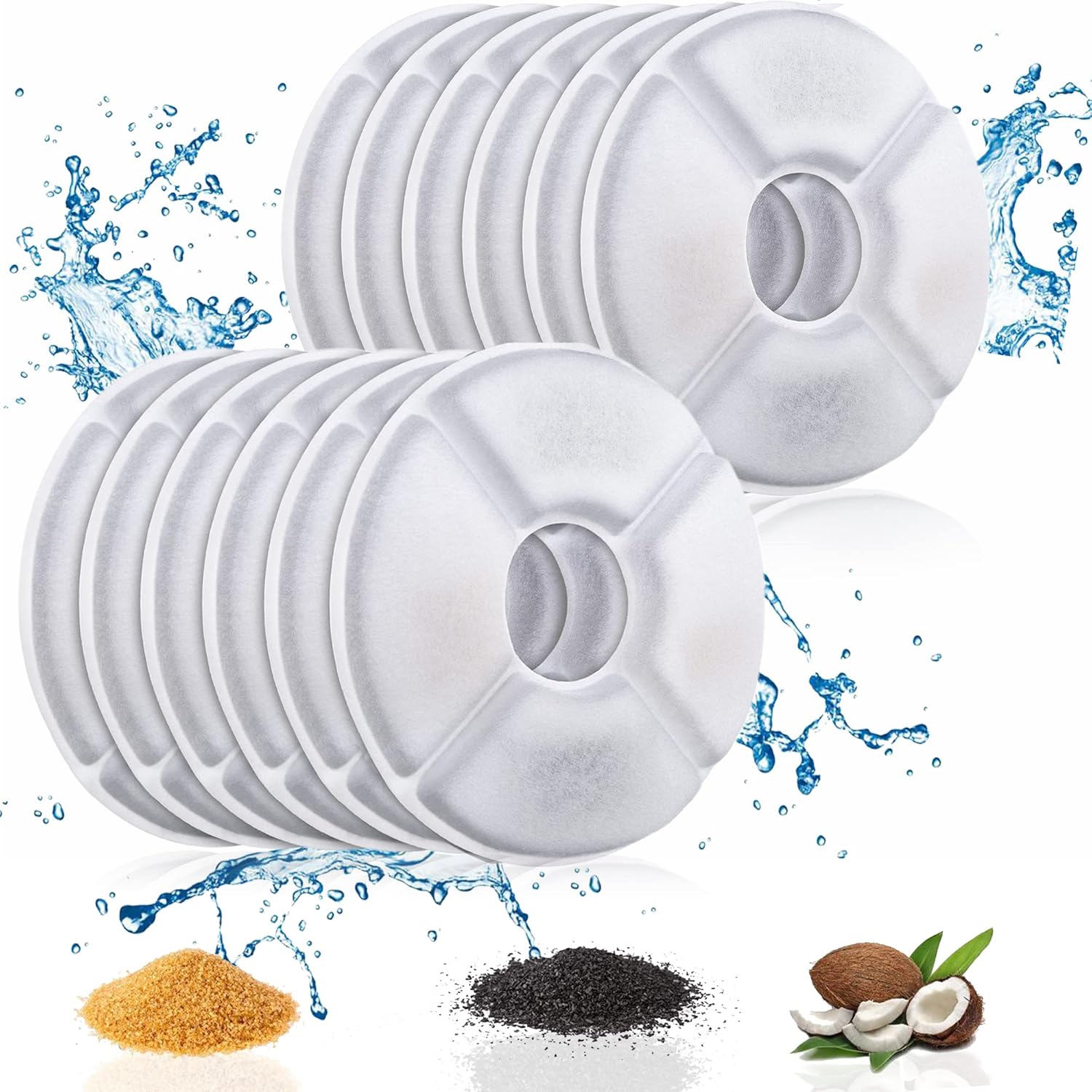 ITidyHome Pet Water Fountain Replacement Filter 8 Pack Premium Cotton