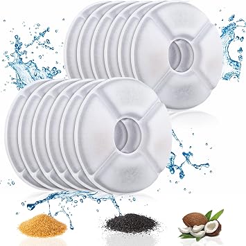 12 Pack Cat Water Fountain Filters of Pet Fountain Replacement Filter,for most 81oz/2.4L Automatic Pet Cat Dog Water Fountain Dispenser