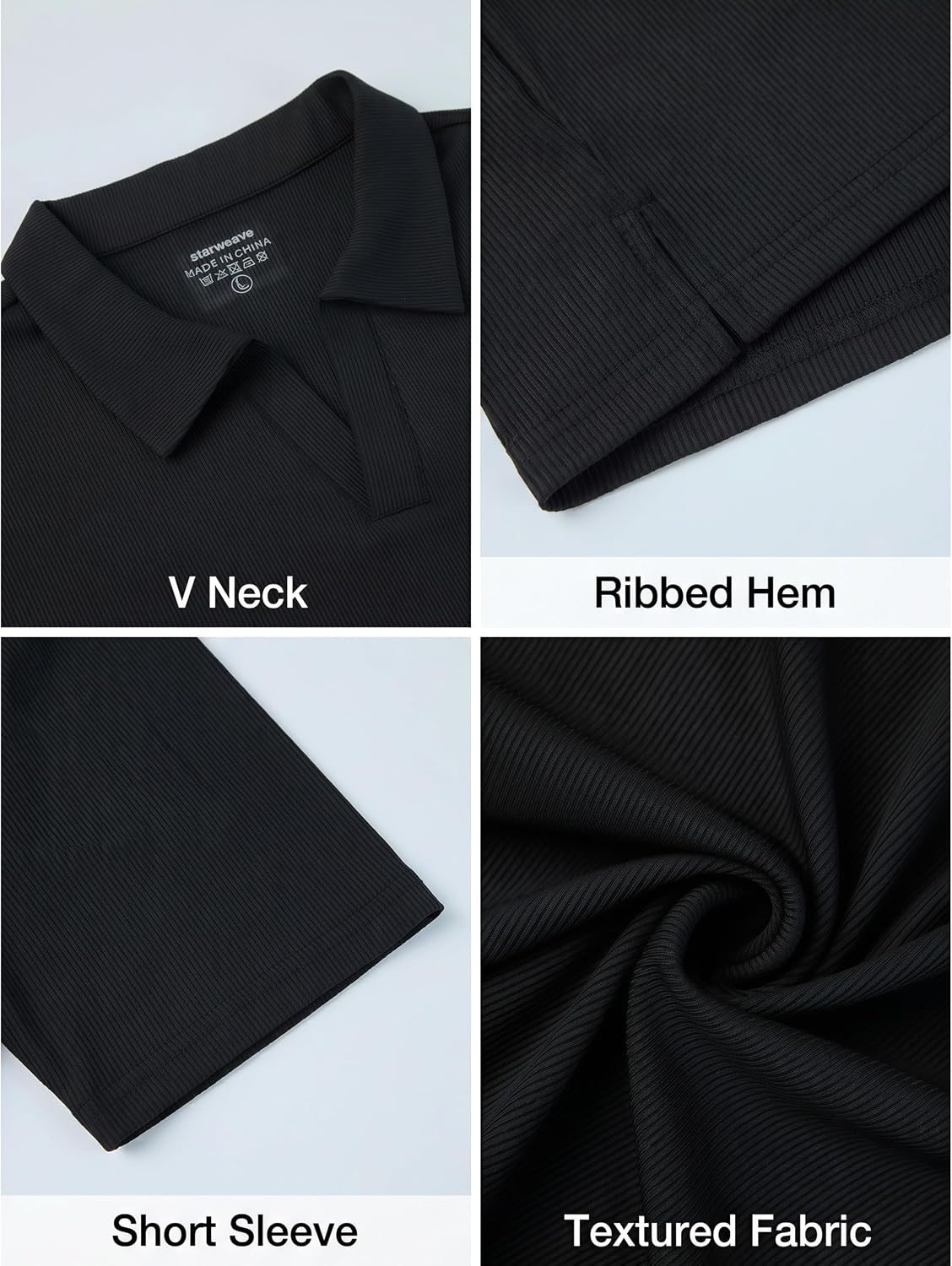 Mens Knit Polo Shirts Short Sleeve V Neck Textured Casual Polo Shirt for Summer Vacation