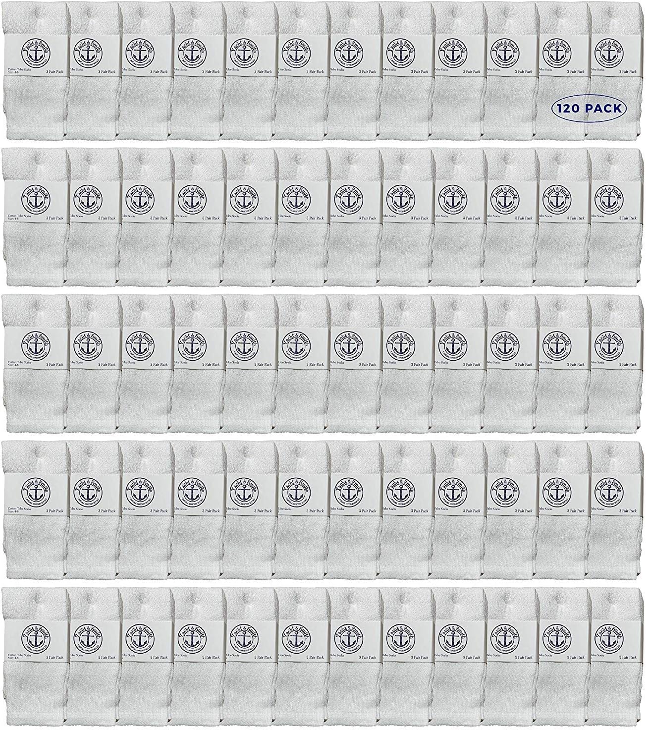 120 Pairs Of Yacht & Smith Wholesale Kids Tube Socks, Cotton Bulk Sport Socks Size 4-6