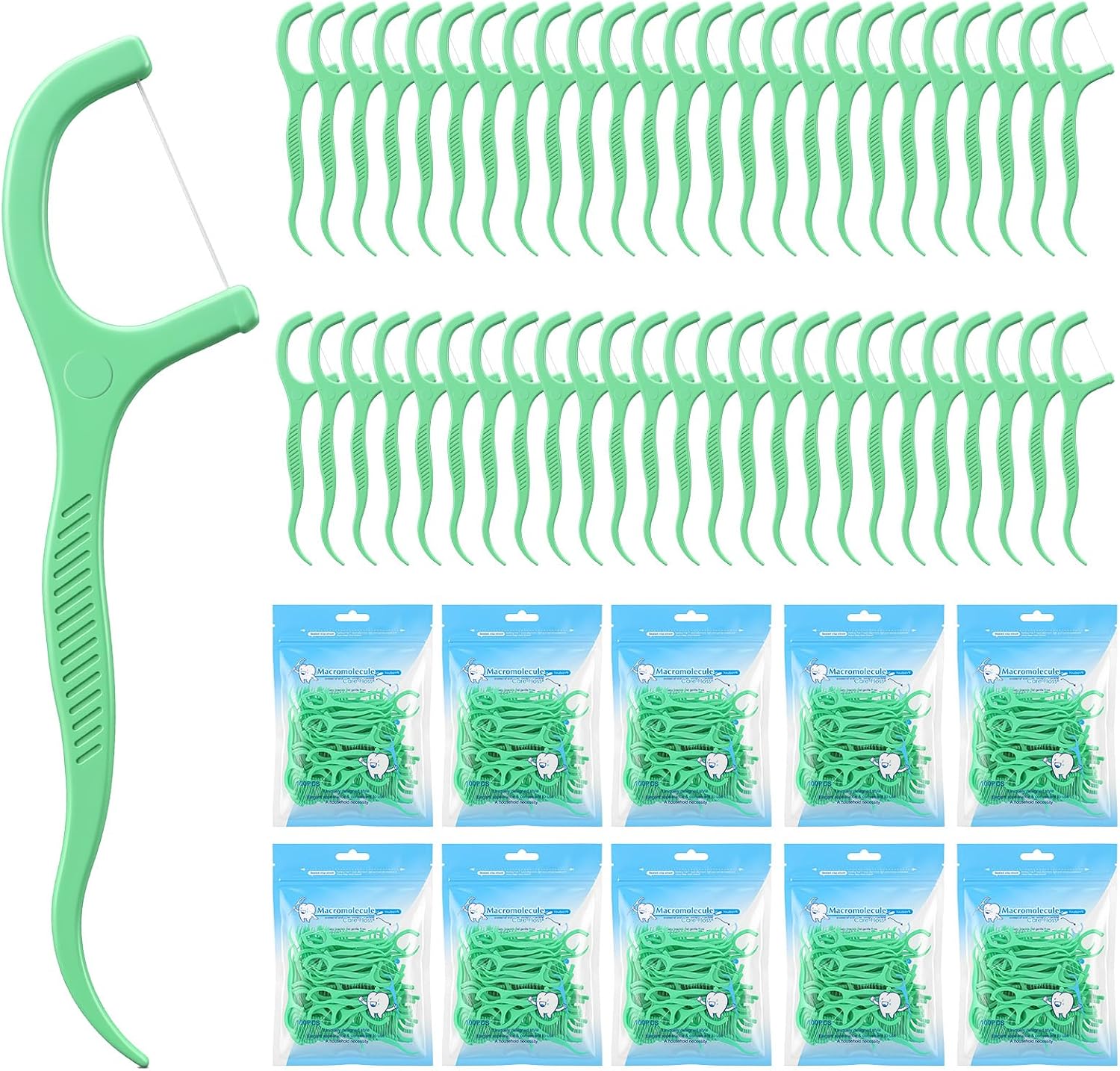 2400 Count Professional Dental Floss Picks for Teeth Travel Pack Bulk, High Toughness Picks Flosser for Adults Teeth Cleaning Dental Flossers for Family, Easy Grip Handle, Tight Space Cleaning