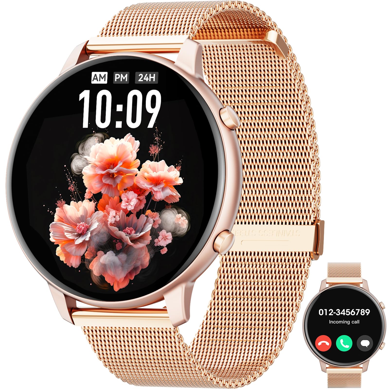Hwagol Smart Watch (Answer/Make Calls), 1.39" Fitness Tracker, Smartwatch Heart Rate/Sleep Monitor/Pedometer/Calories