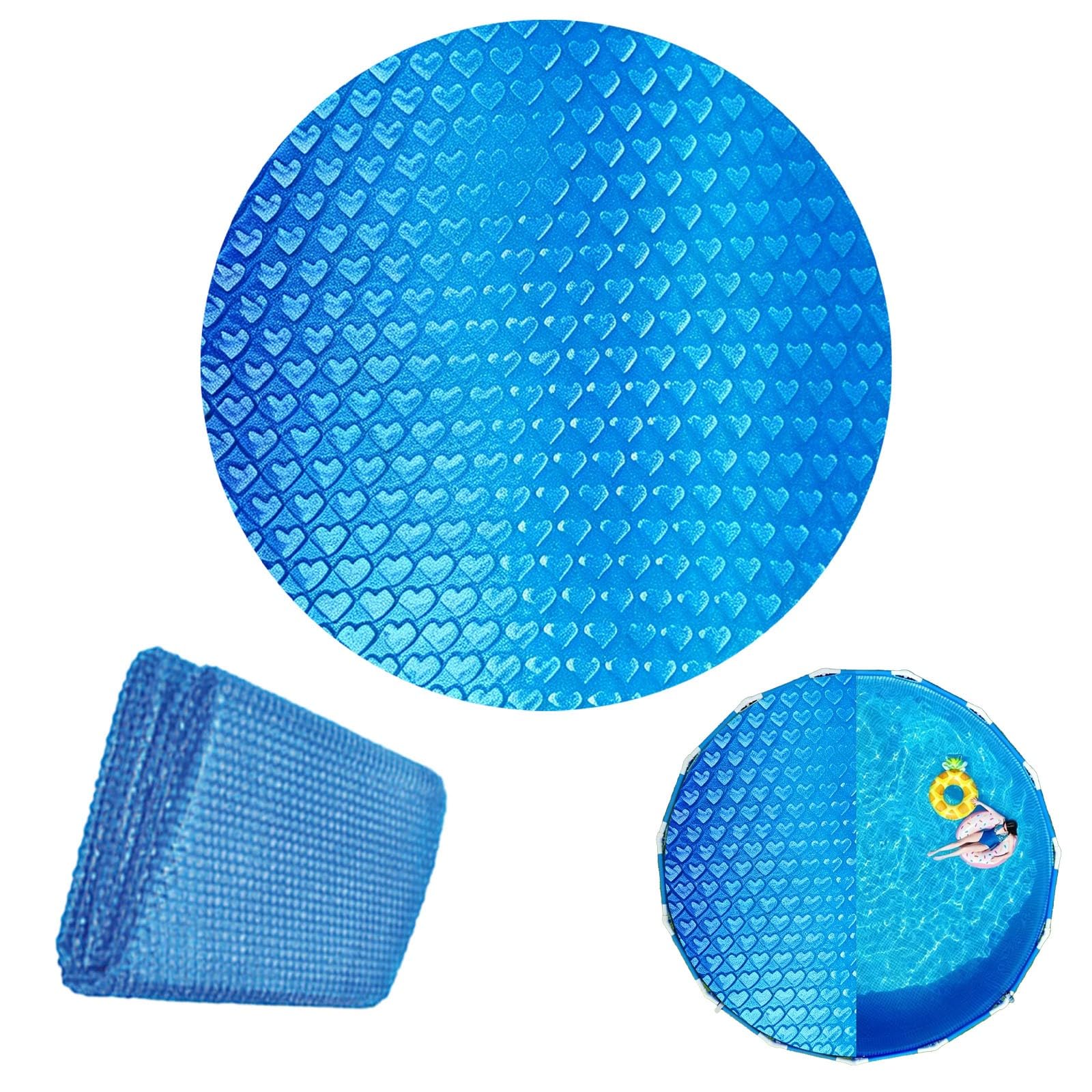 Solar Pool Cover 10Ft, Foldable Pe Material, Round Pool Thermal Bubble Cover For Lazy Spa | Easy To Install | Dust Rainproof Pool Protector In Ground Hot Tub Paddling Pool Blanket Covers
