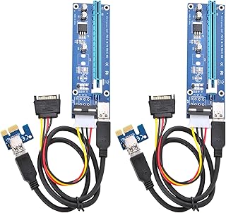 Optimal Shop PCI Express 16x to 1x Powered Riser Adapter Card w/60cm USB 3.0 Extension Cable and 4-Pin MOLEX to SATA Power Cable-GPU Riser Extender Cable-Ethereum Mining ETH (2 Pack 4 Pin)