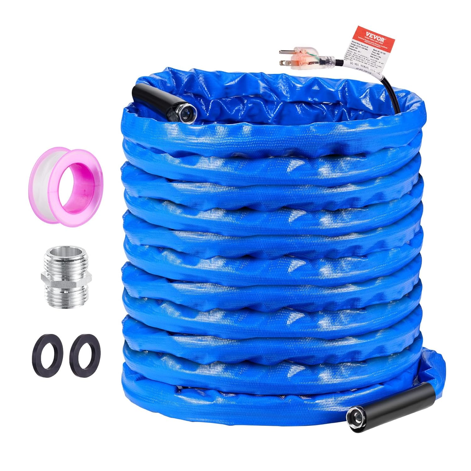 VEVOR 100ft Heated Water Hose for RV, Heated Drinking Water Hose with Corrugated Cover Antifreeze to -45°F, Automatic Self-regulating, 5/8" I.D. with 3/4" GHT Adapter, Lead and BPA Free