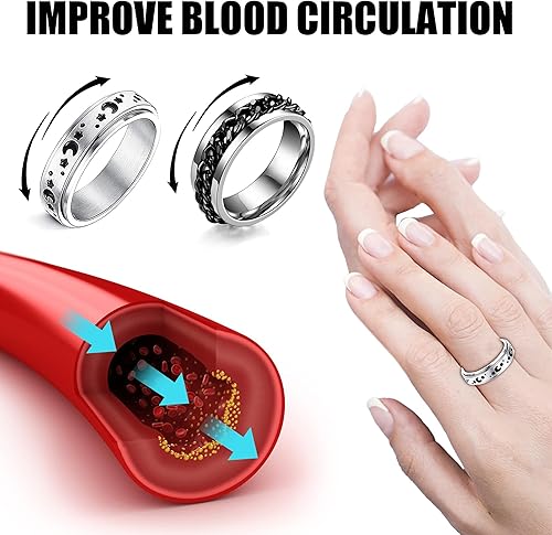 Miniatura 4 de Long tiantian Jansio Anillo Threanic de triple giro para mujer, anillo giratorio de moissanita termogénica Vikanda, anillo giratorio abierto