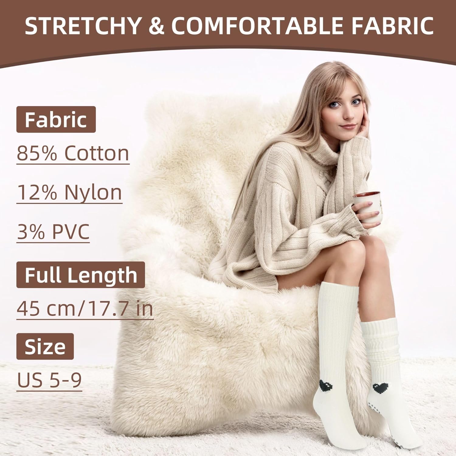 Soxbang 3/6 Pairs Cute Pilates Socks with Grips,Yoga Socks Barre Sock Non Slip Grip Embroidery for Barre Ballet Workout - Image 4