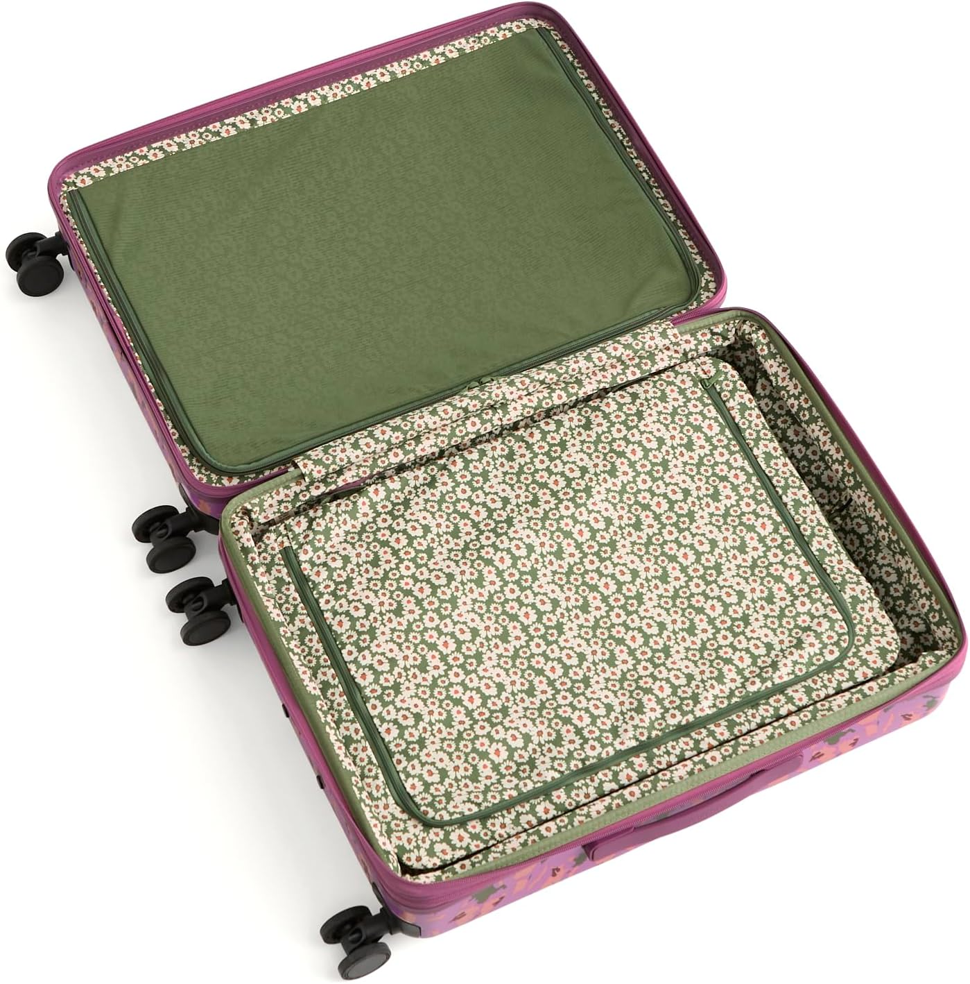 Vera Bradley Women's Hardside 26-Inch Adair Spinner Suitcase, Curly Tulips Purple, One Size