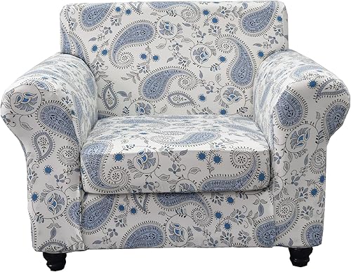 Miniatura 64 de KRFOONN Funda de sofá de 4 piezas con estampado para sofás de 3 cojines, funda elástica con 3 fundas de cojín separadas, protector de muebles Color