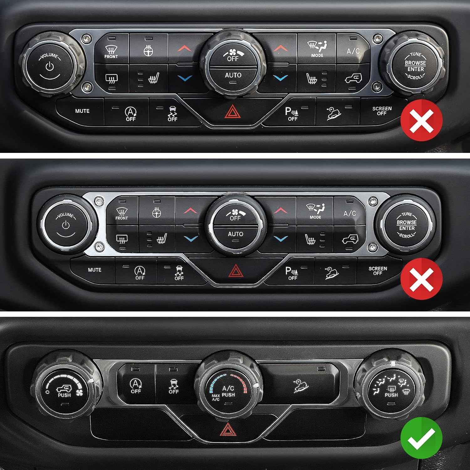 JeCar Console Switch Knob Cover Air Conditioner Headlight Button Trim Aluminum Alloy Interior Accessories Compatible with Jeep Wrangler JL JLU 2018-2023 & Gladiator JT with Specific Dial Panel, Pink