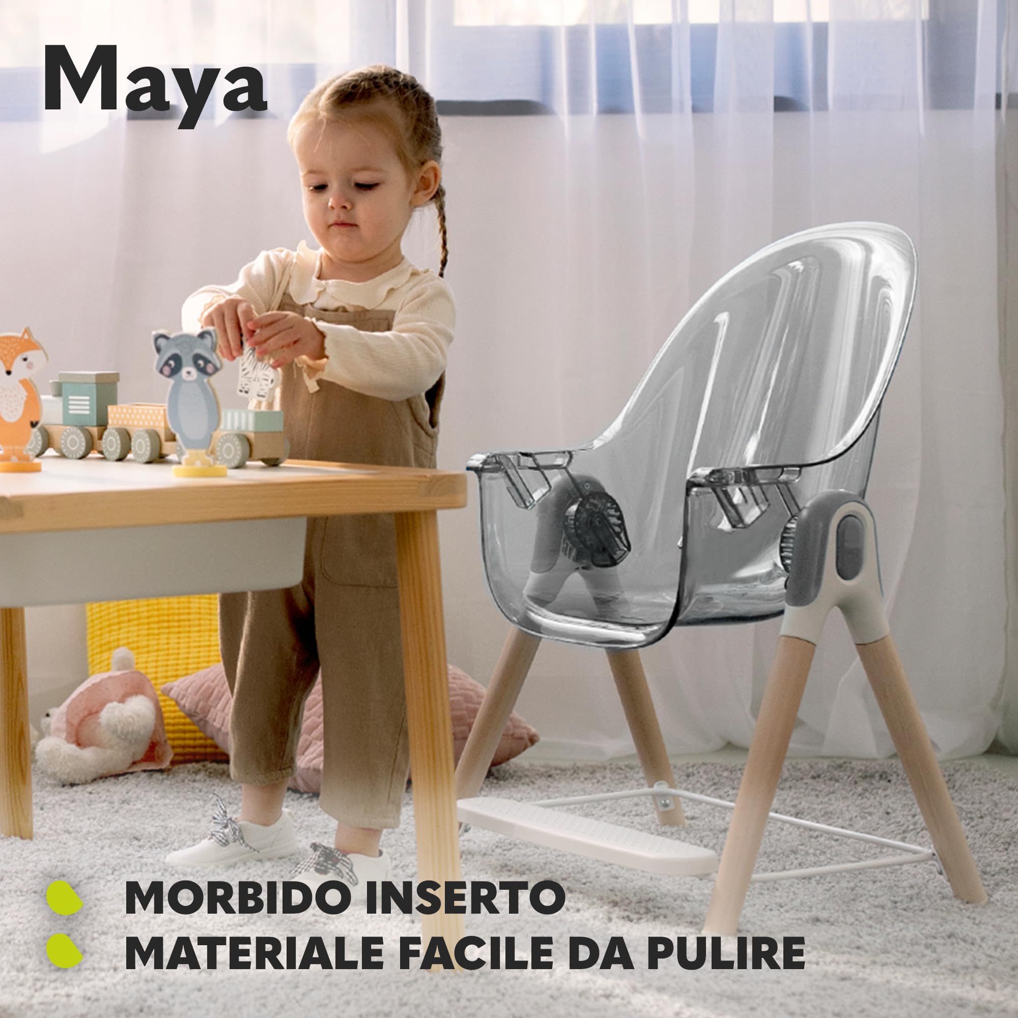 LIONELO Maya Seggiolone Pappa Evolutivo 2 in 1 da 6 a 36 Mesi | Fino a 15 kg, Seduta Reclinabile, Vassoio Rimovibile, Cinture di Sicurezza, Gambe Antiscivolo, Facile da Pulire