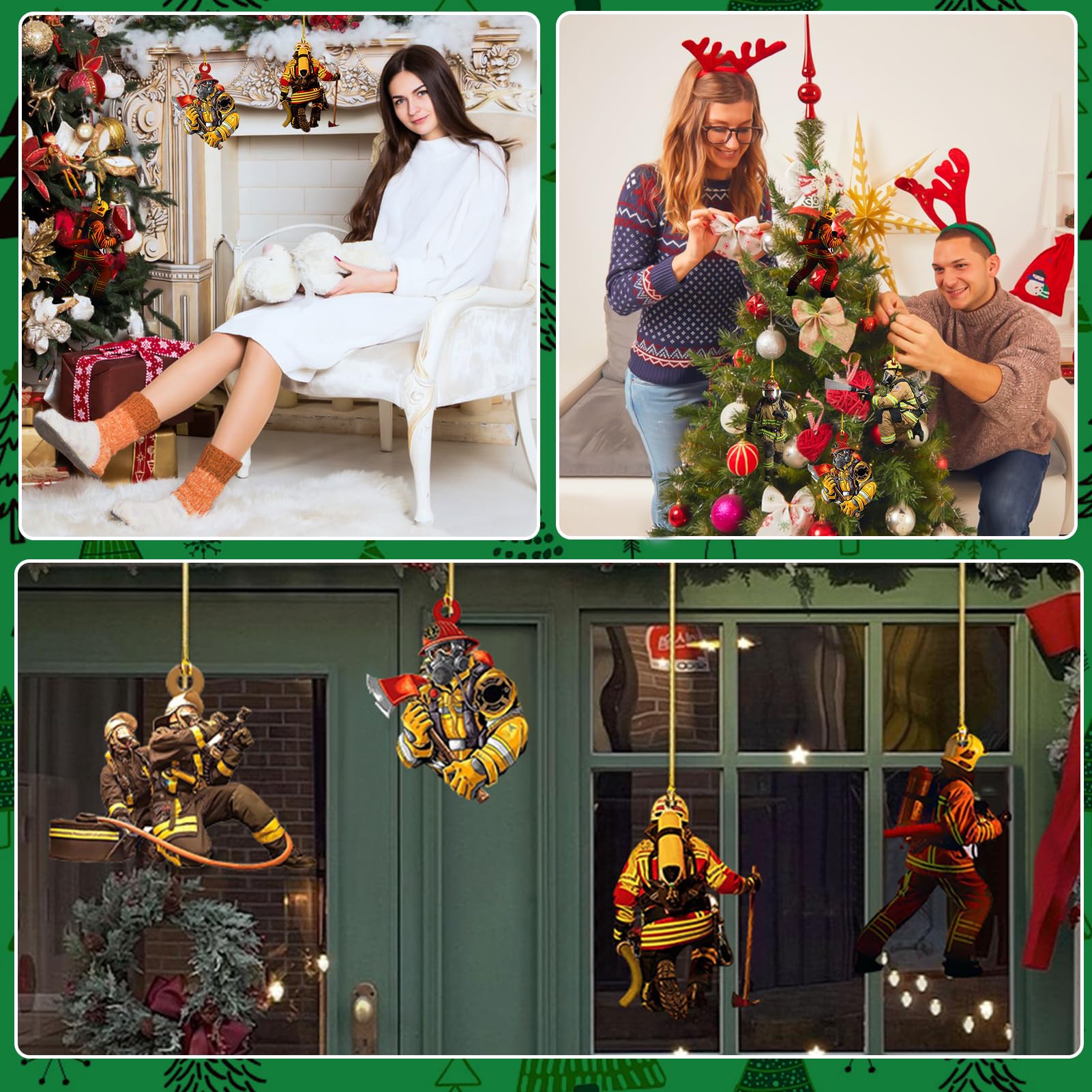 Feuerwehrmann Weihnachtsdekoration - 6 Acryl-Anhänger