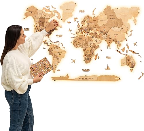 Miniatura 11 de Enjoy The Wood Mapa del mundo de madera LED 3D 3.0 – Arte de pared moderno para decoración del hogar – Iluminación LED Decoración de pared Idea de