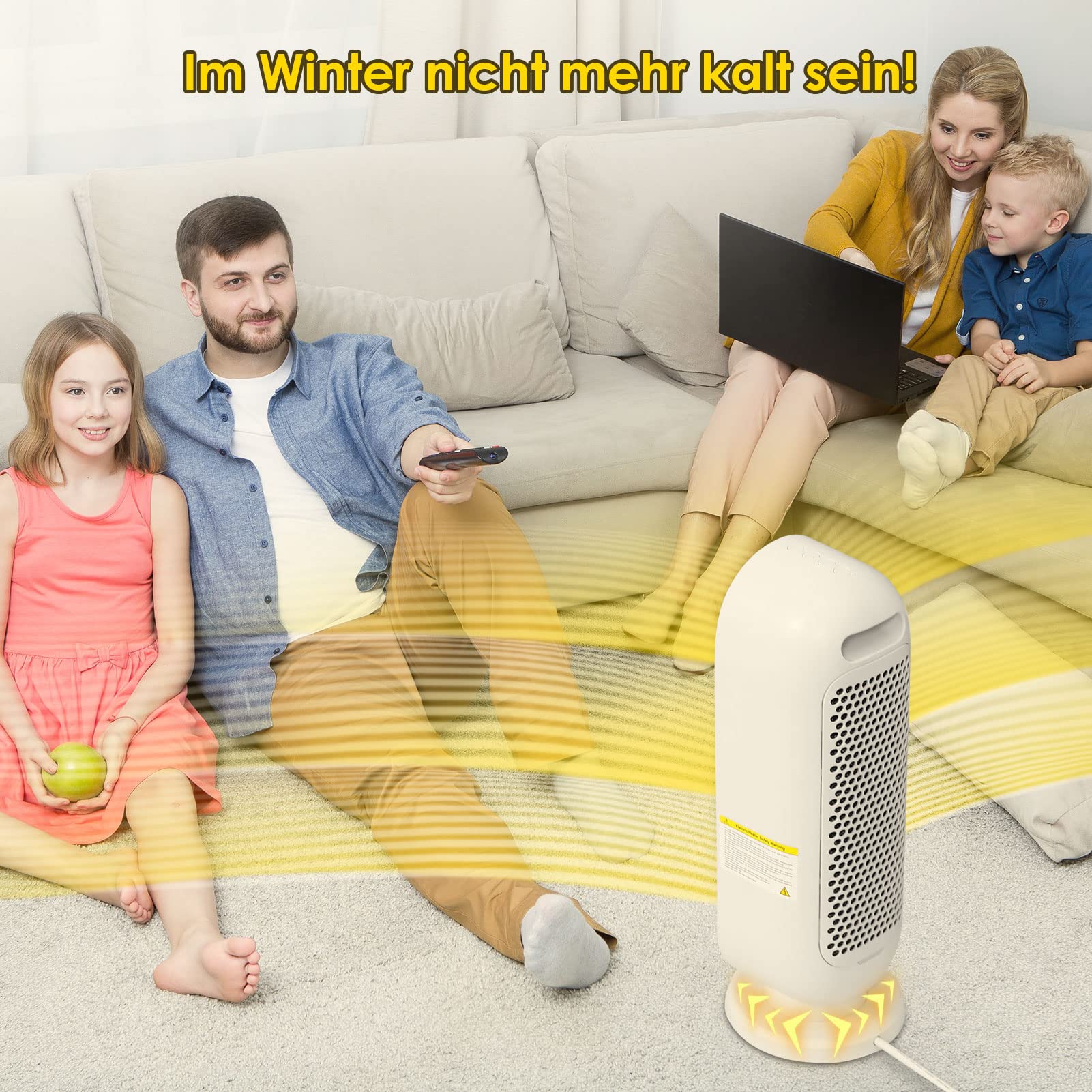 Calentador de ventilador de cerámica, 2000 W, 3 modos, termostato, temporizador de 12 horas, protección contra inclinaciones, 100° oscilante para hogar y oficina, pantalla pequeña