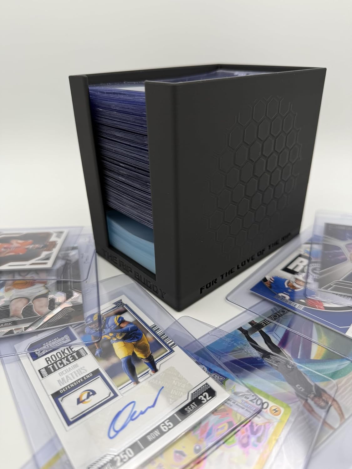 Original Toploader & Penny Sleeve Station - Dual- Compartment - Holds 250 Penny Sleeves & up to 45 Top Loaders Horizontally or up to 60 Vertically - Sports Cards & TCG - 4.75x4.25 Black