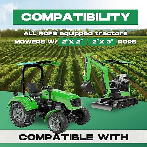 Vista 28 de ECOTRIC Toldo de tractor compatible con todos los tractores equipados ROPS de 48-3/8 x 48-3/8 pulgadas, toldo blanco para tractor y cortacéspedes