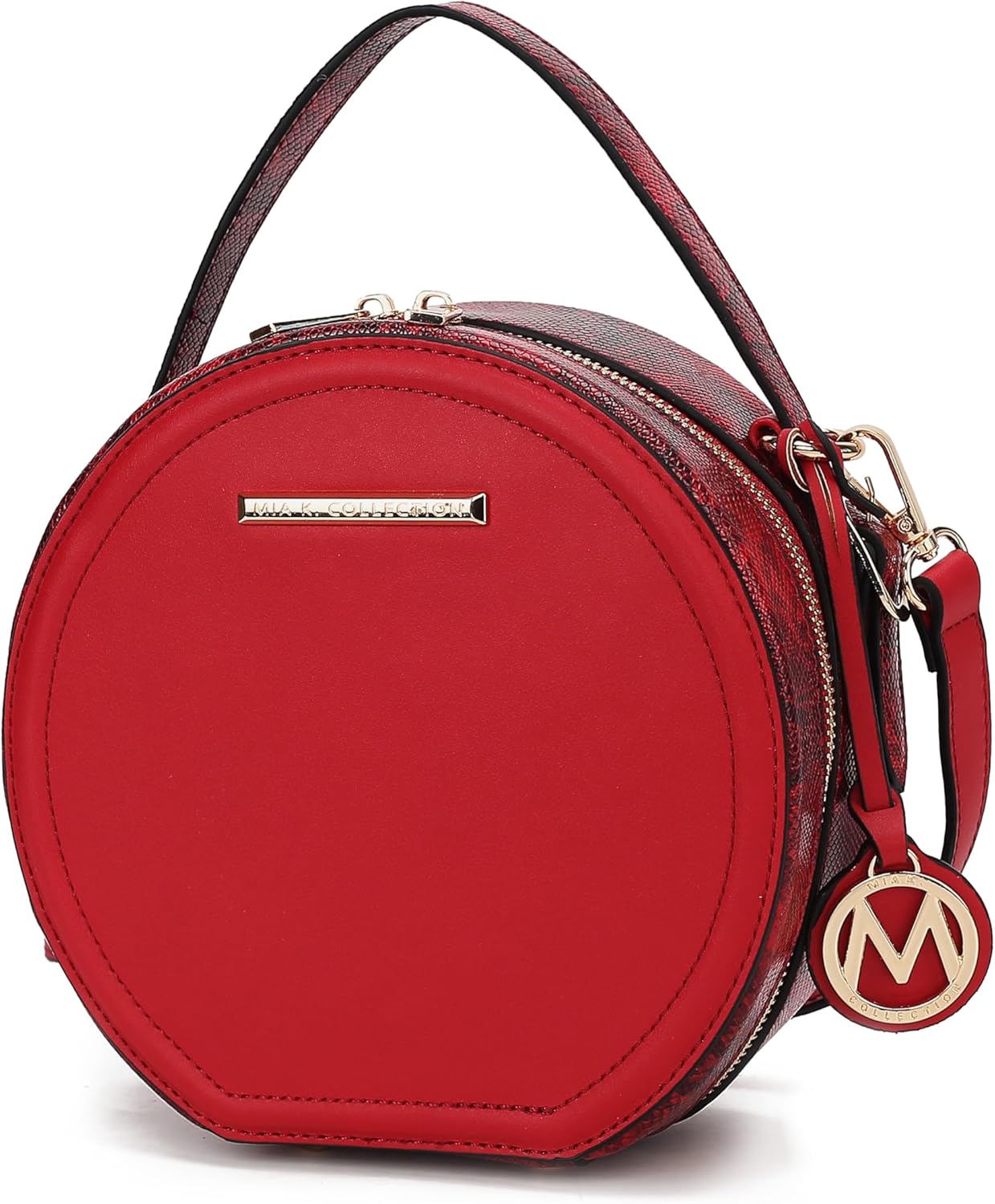 MKF Collection Round Bag for Women, Vegan Leather Circle Crossbody Bag Shoulder Purse by Mia K