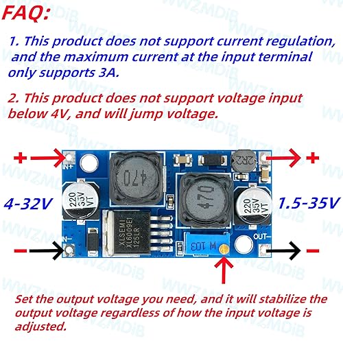 Miniatura 2 de WWZMDiB 3 unids XL6009 convertidor automático Buck Boost DC a DC 3.8  32V a 1.25  35V módulo de voltaje ajustable
