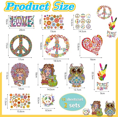 Miniatura 4 de 12 hojas hippie de vinilo de transferencia para planchar para manualidades, lindo parche de bricolaje, hojas de vinilo coloridas, gnomo, coches,