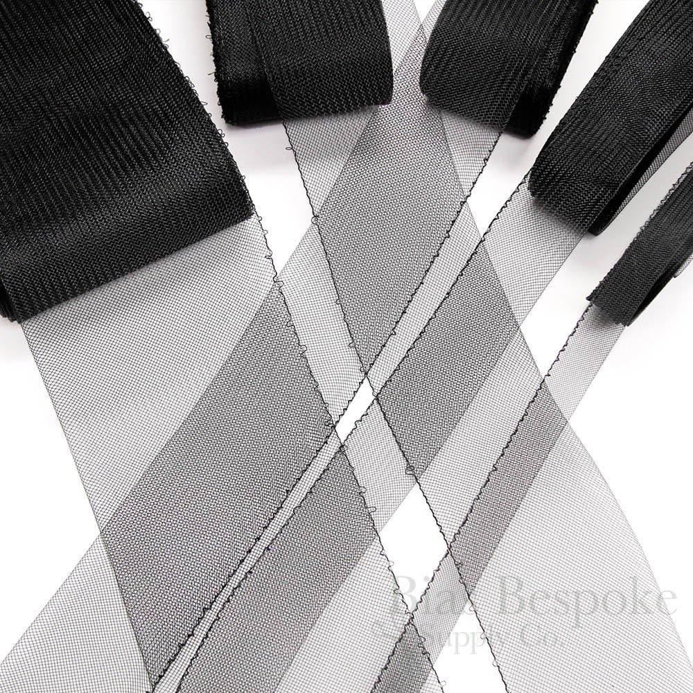 25 Yards of Hard Horsehair Braid with Gathering Thread, 6" Wide, Black