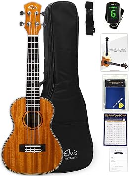 Beginners Standard Set 8 ItemsElvis Elvis Ukulele, Concert Size, Mahogany Wood Binding, FIVE-O UKULELEIncludes 8 Items Domestic , Tuner, Carefully Selected 11 Songs Instruction Book