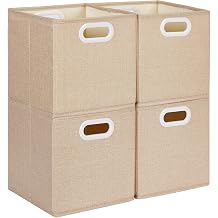 Mangata Storage Box, 28 x 28 x 28 cm, Fabric Storage Box without Wrinkles for Crows, Crows, Chests and Toys 4 Pieces, Light Khaki