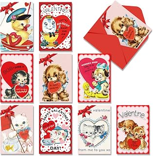 Quera Vintage Animals Valentines Cards