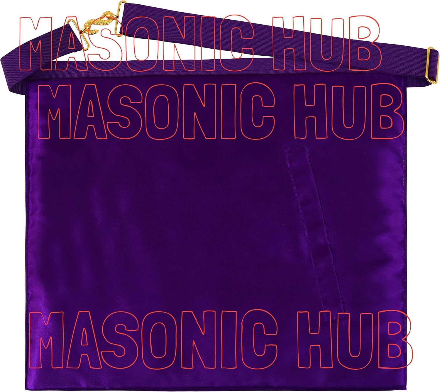 Masonichub Masonic Council RSM Royal & Select Master Mason Apron For RSM Member 100% Lambskin Leather Hand Embroidered with Purple Polyester Grosgrain Ribbon Border
