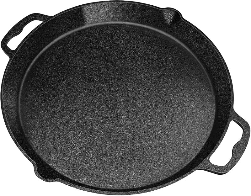 Sartén de hierro fundido presazonada, sartén, sartén del chef, sartén grande, sartén de hierro fundido para acampar (17 pulgadas)