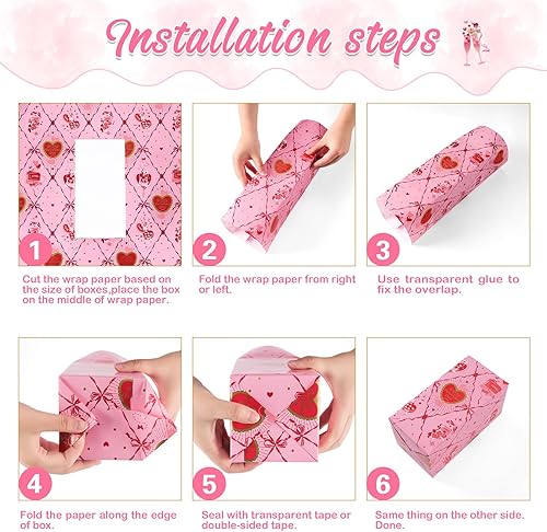 Vista 117 de WERNNSAI Rollos de papel de regalo de dinosaurios, 3 rollos de papel de regalo de dinosaurio rosa de 17 x 120 pulgadas, para bebés, niñas, Pink