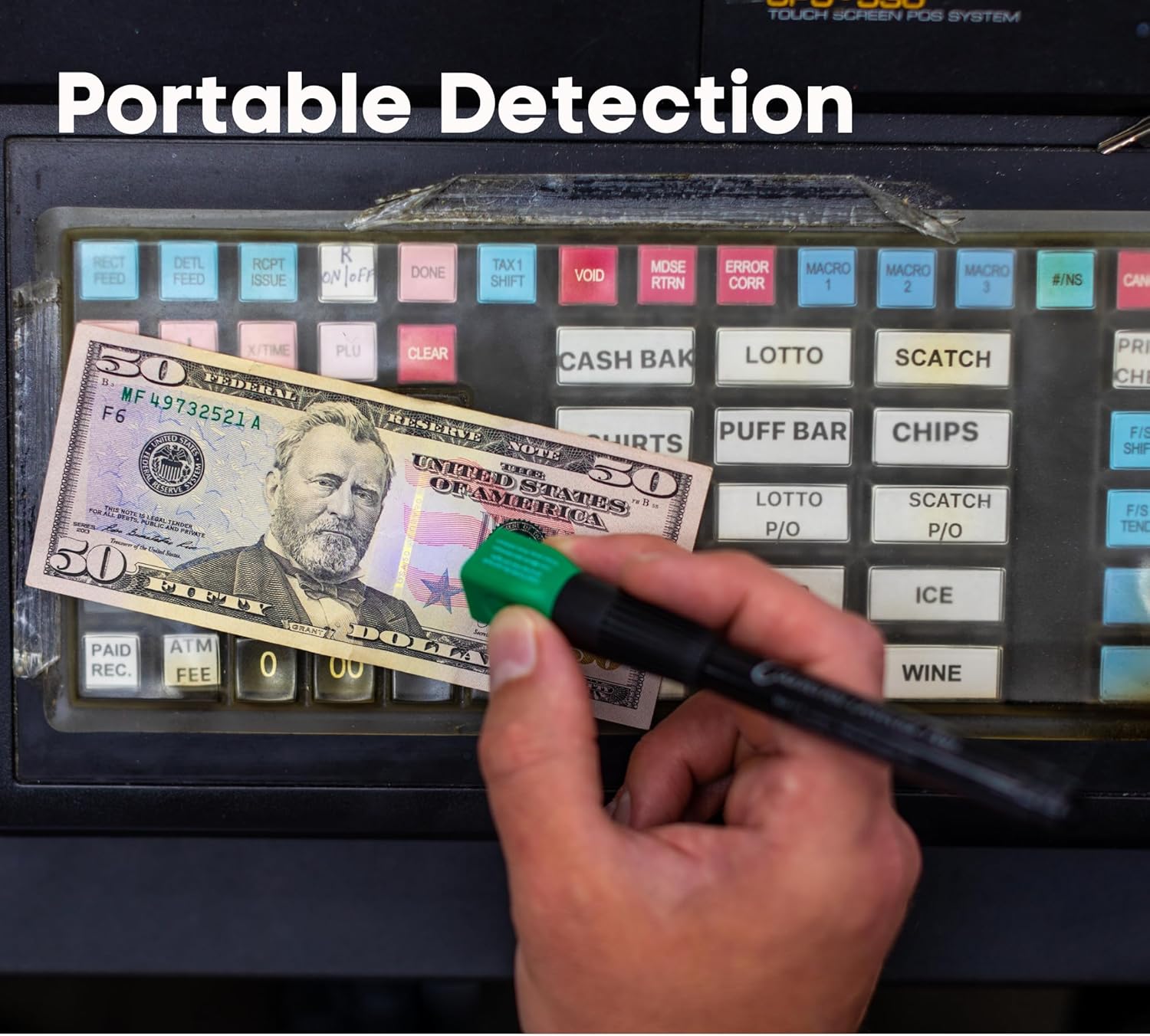 Dri Mark Dual Test Counterfeit Money Detector Pen, UV Light Head Bonus Pack - Fake Money Bill Checker, Tests for Security Strips and Authentic Currency Paper, 1 UV Light/ 3 Pens - Image 9