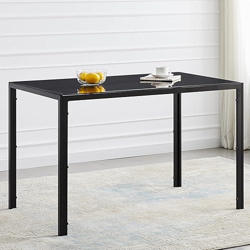 Miniatura 6 de Juego de mesa de comedor de cristal de 5 piezas con sillas, juego de mesa de comedor moderno para 4, juego de mesa y sillas de cocina de vidrio,