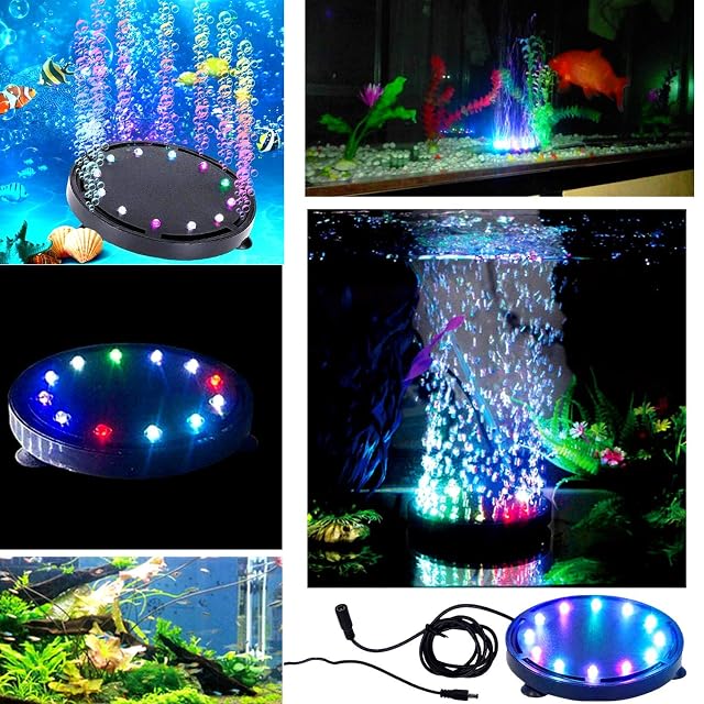 Foto 4 de 8 de bangminda 12LED Luz de Burbuja del Acuario Multicolor Lámpara de Burbuja de Bomba de Aire para Tanque…