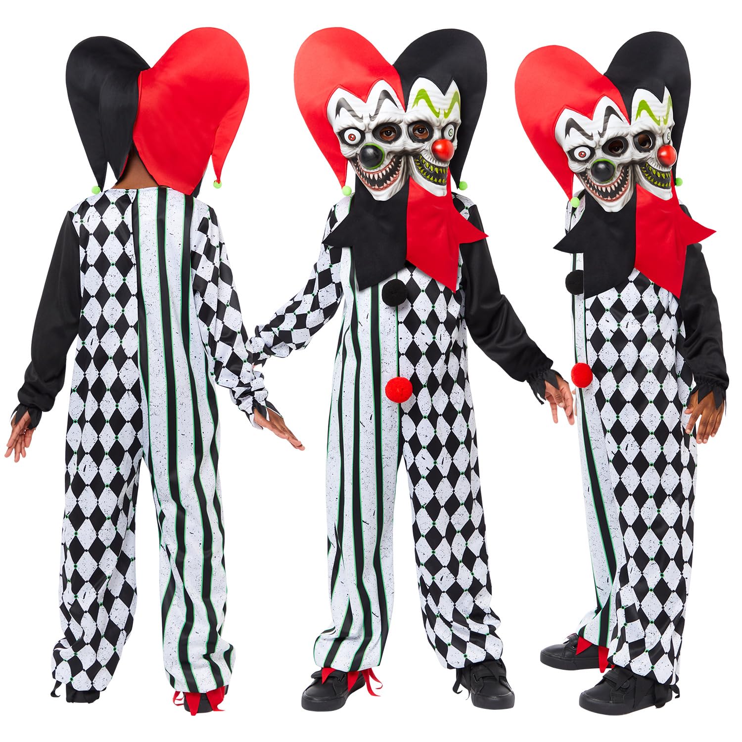 amscan Chłopięcy kostium Halloween dwulicowy błazen klaun fantazyjny strój Uniseks - dzieci Boys Halloween Two Faced Jester Clown Fancy Dress Costume