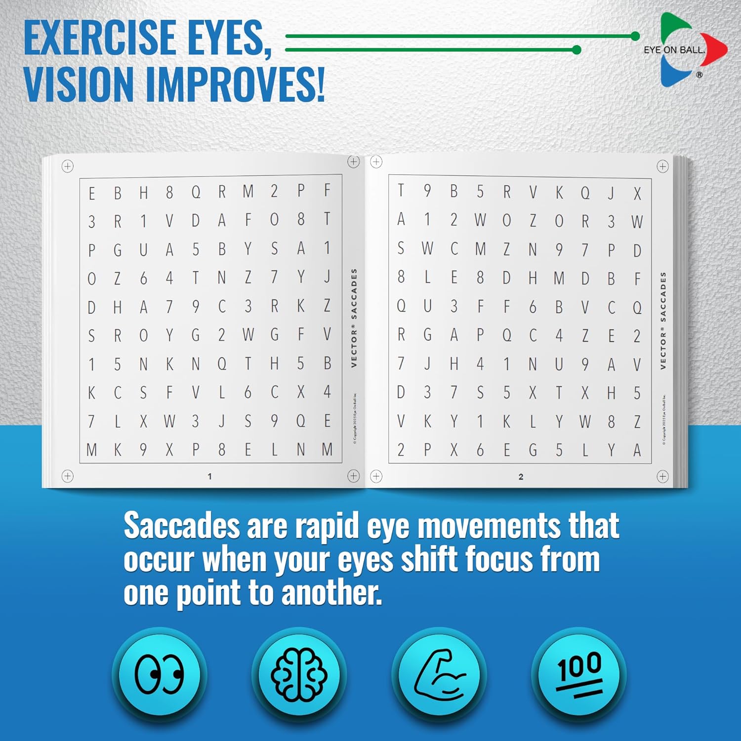 Vector Saccades Vision Training Kit – Sports Vision & Reaction Time Trainer for Athletes – Eye Focus & Tracking Exercise Tool to Improve Hand Eye Coordination, Focus, and Visual Accuracy
