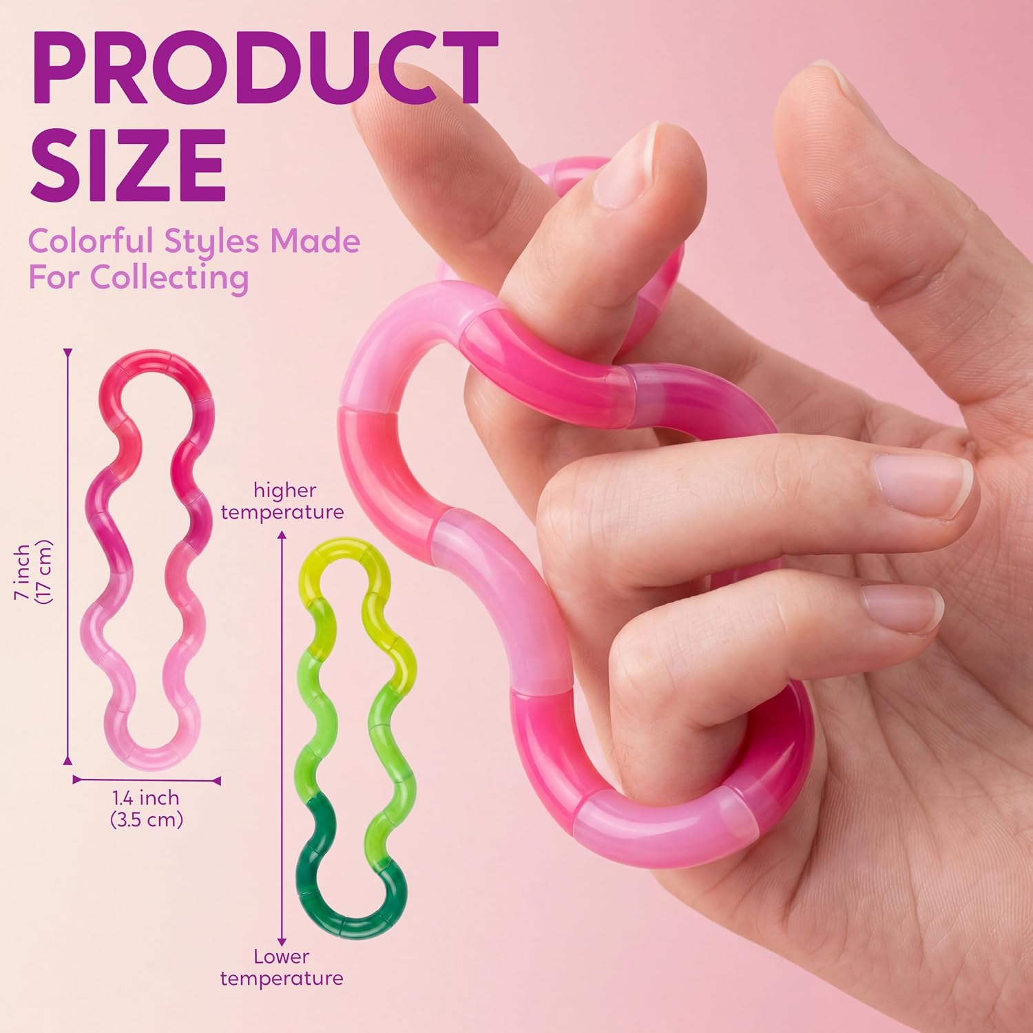 JOYIN Temperature Color Changing Quiet Fidget Toys, 6 PCS Chain Sensory Toys for Adults, Office Desk Stress Relief Fidget Toys, Birthday Gifts image 2