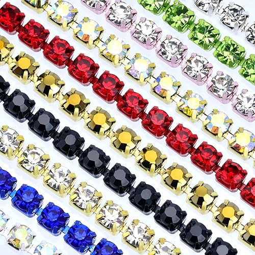 Miniatura 4 de Dowarm Cadena de diamantes de imitación de cristal de 10 yardas de 0.157 in para coser zapatos Crocs, cadena de diamantes de imitación SS16 para
