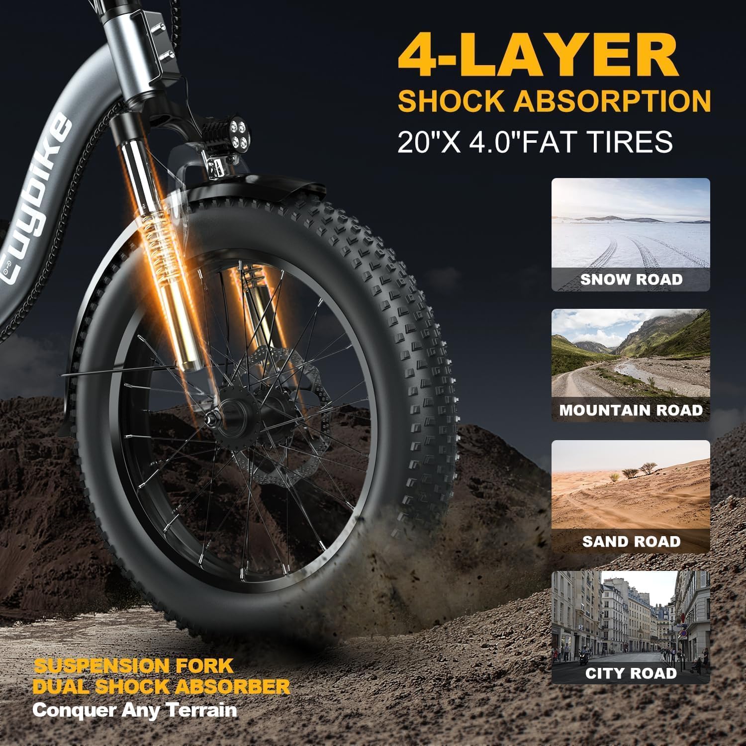 EUYBIKE1000W Folding Electric Bike for Adults,30mph Max Speed, 15AH Removable Battery Ebike, 20" 3 Fat Tire Electric Mountain E Bike with 7-Speed,Adult Electric Bicycles for Commute Beach Snow Blueb…