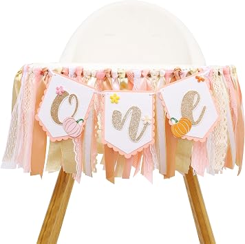 Pumpkin One High Chair Banner - Little Pumpkins 1st Birthday, Fall Party Decor