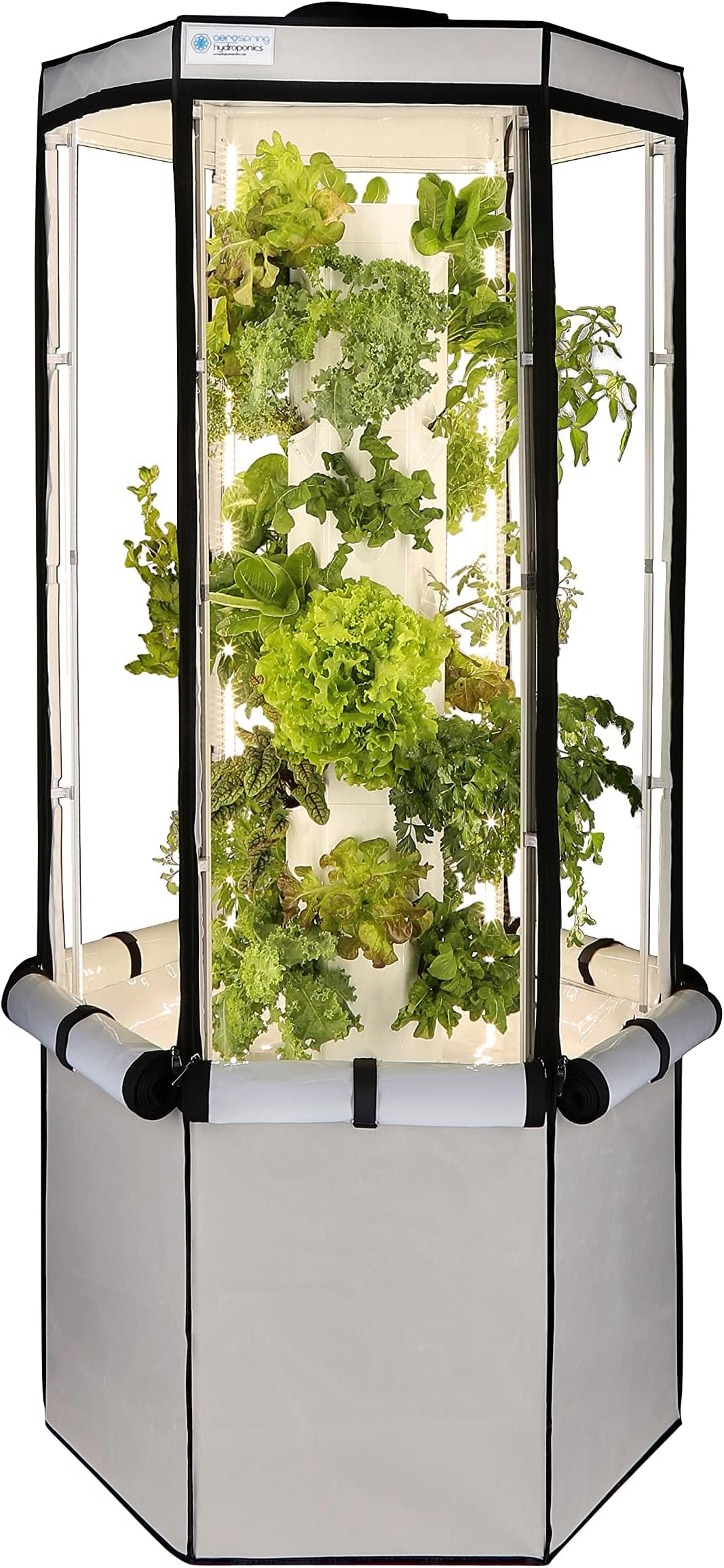 Aerospring 27-Plant Vertical Hydroponics Indoor Growing System - Patented Vertical Hydroponic Kit for Indoor Gardening - Grow Tent, LED Grow Lights & Fan - Grow Lettuce, Herbs, Veggies & Fruits