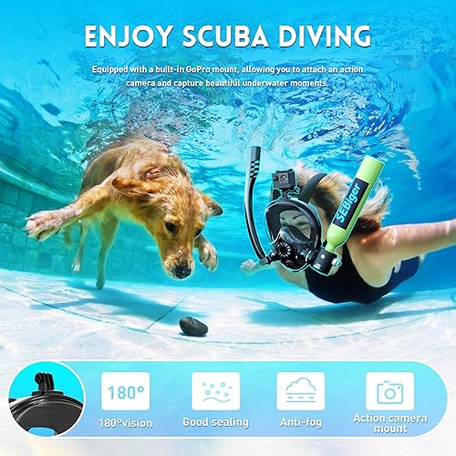 Miniatura 2 de Máscara de snorkel Mini tanque de buceo 0.5L hasta 6 minutos de respiración submarina dentro de 30 pies de profundidad de buceo pequeño tanque de